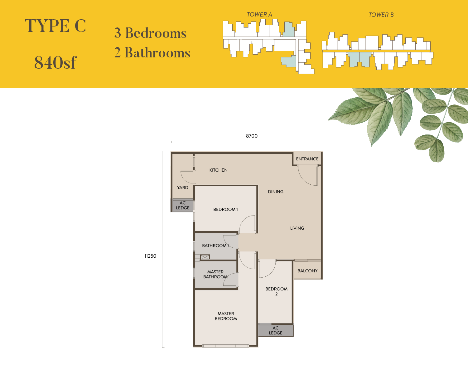 TR2 Residence Type C floor plan in Titiwangsa, Kuala Lumpur
